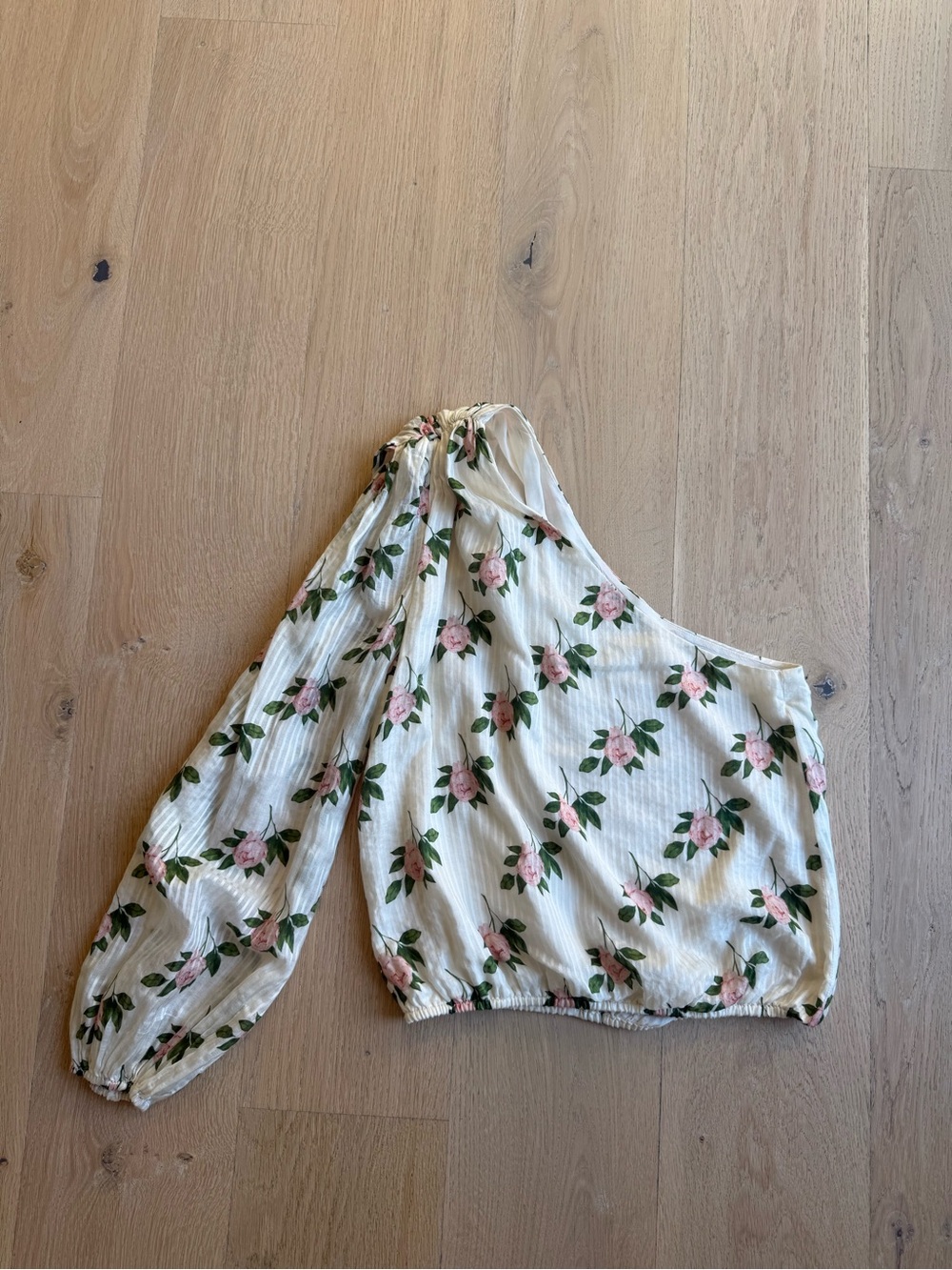 Cami NYC One-Shoulder Floral Top in Cream and Pink